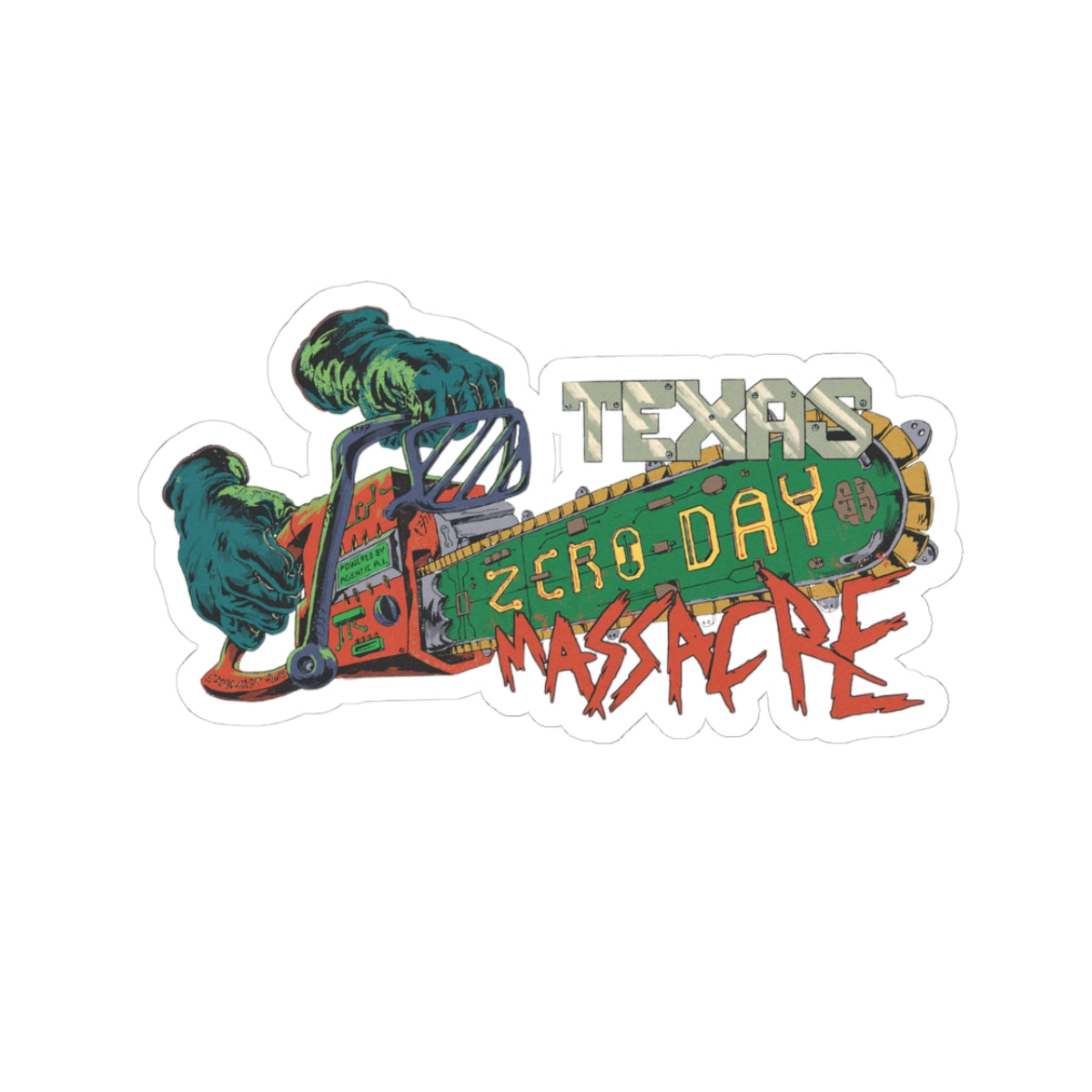 Texas Zero-Day Massacre Kiss-Cut Stickers - Bold Horror & Retro Vibe